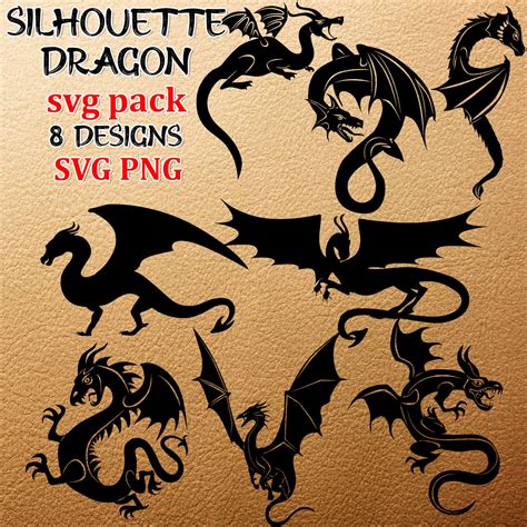 8 Silhouette Dragon SVG Designs | Master Bundles