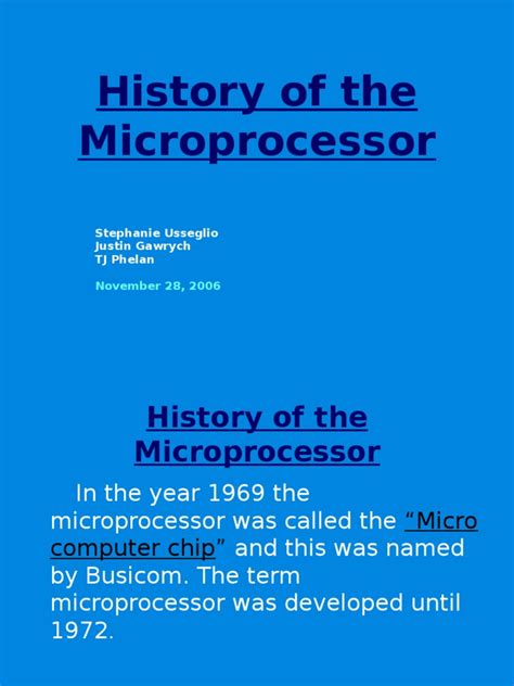 History of The Microprocessor | PDF