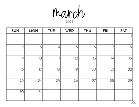 March 2025 Calendars - 107 FREE Printables | Printabulls