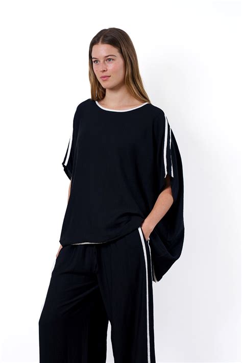 TROY TOP-WHOLESALE WOMEN TOP-BLACK WHITE - BOHO AUSTRALIA