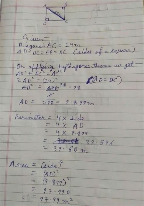 find the area and perimeter of a square plot of land, the length of ...