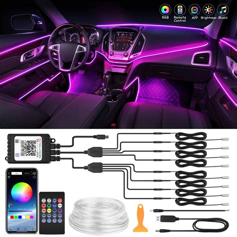 LED Car & Truck Light LED Strips LED Car Interior Strip Lights - APP Controlled RGB Ambient Glow ...