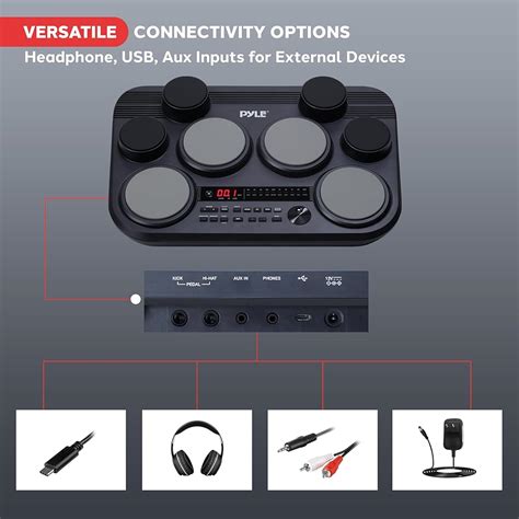Pyle Electronic Drum Set 8 Touch-Sensitive Pads, 80 India | Ubuy