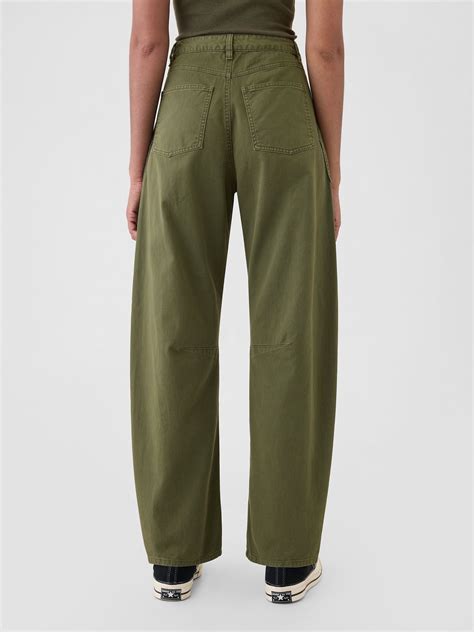 Mid Rise Twill Barrel Pants | Green pants outfit, Pants, Pants for women