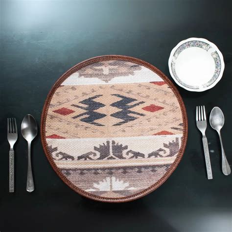 Mona B - Set of 2 Printed Placemats, 13 INCH Round, Best for Bed-Side