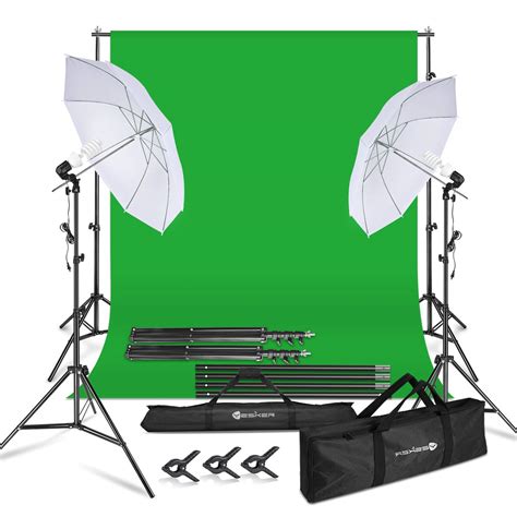 Buy Yesker Photography Lighting Umbrella Kit, 6x9ft Green Screen Kit ...