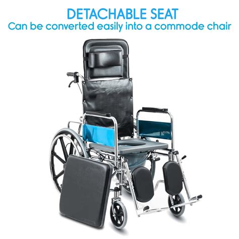 Recliner Wheelchair with Commode/Toilet Pot - Foldable Reclining Wheel