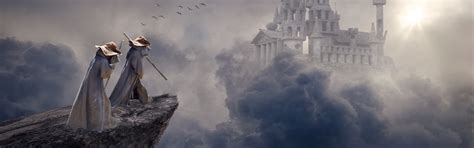 Download wallpaper the sun, fog, rock, castle, open, heaven, stick ...