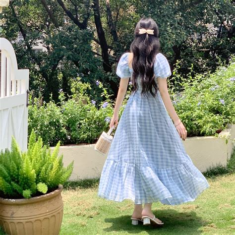 Princesscore Puffy Sleeve Plaid Maxi Dress– The Cottagecore