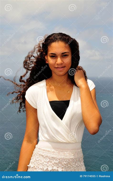 Beautiful Cape Verdean Girl with Curly Hair Stock Image - Image of cape ...