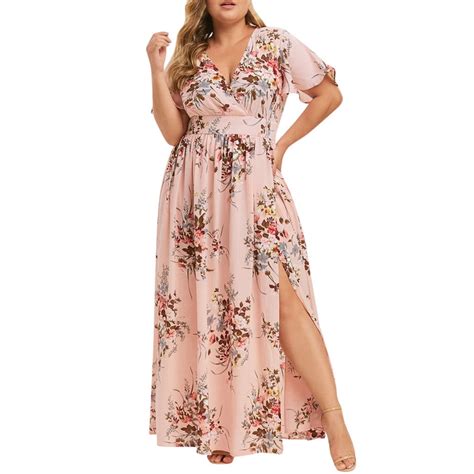 YanHoo Summer Dresses for Women 2025 Plus Size Short Sleeve Maxi Dress ...