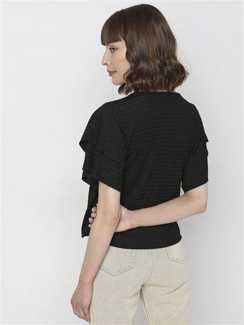 Black Front Wrap Top