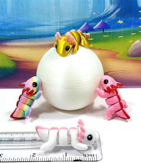 4pcs 3D Printed Articulated Mini Axolotl with Egg, India | Ubuy