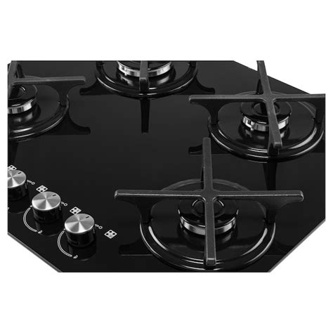 ABBA 24-in Gas Cooktop 6-in/8-in Burner Grate (Black Tempered Glass) in ...