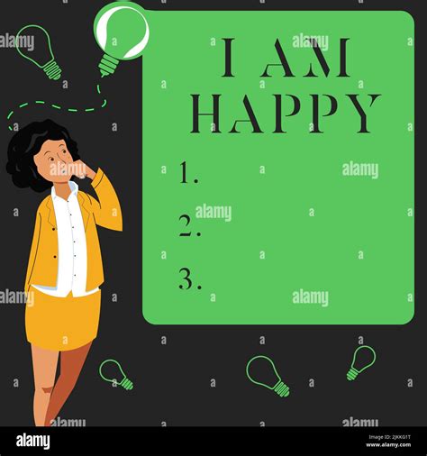 Hand writing sign I Am Happy. Business idea To have a fulfilled life ...