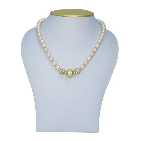 Pretty Round Peach Pearl Necklace With AD Studded Dholak Beads | Pure ...