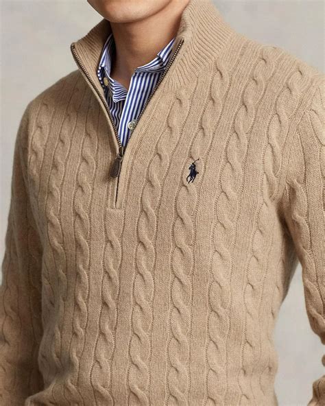 POLO RALPH LAauren || Cable-Knit Cotton Quarter-Zip Jumper / Beige ...