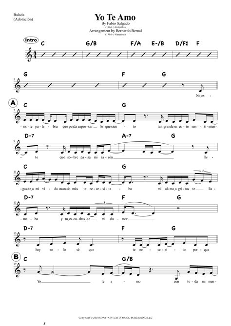 Yo Te Amo (arr. Bernardo Bernal Hidalgo) by Fabio Salgado Sheet Music for Lead Sheet / Fake Book ...