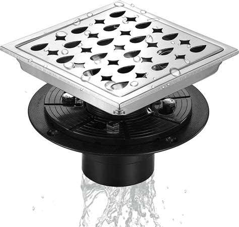 Buy 6 Inch Square Shower Drain with Shower Drain Base&Removable Star ...