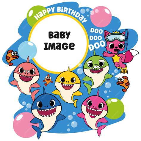 Premium Vector | Baby shark birthday shark family