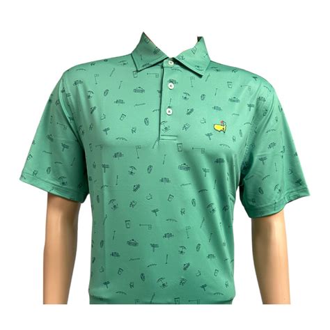 Masters Tech Light Green Augusta Icons Pattern Performance Polo