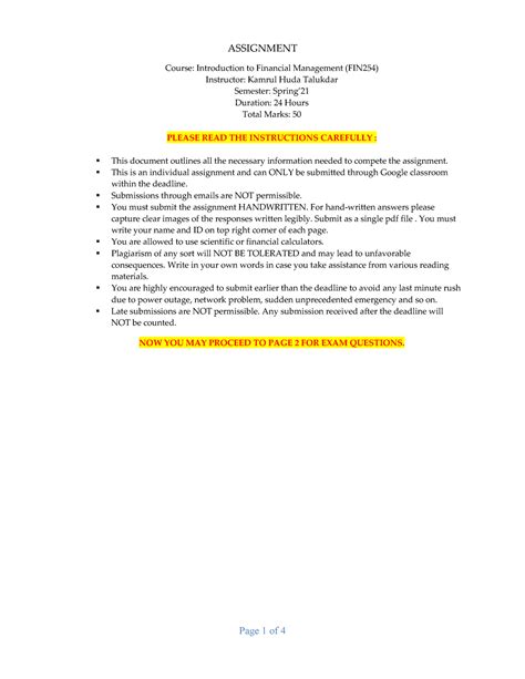 FIN 254.MID TERM - see your self - Course: Introduction to Financial ...