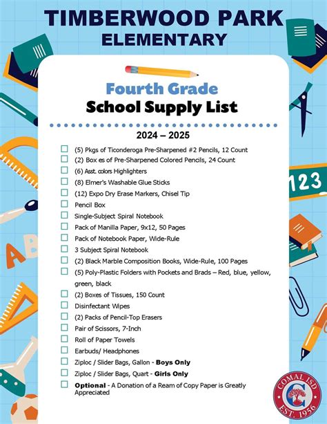 Timberwood Park Elementary – School Supply Lists – Comal Independent ...