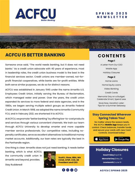 Newsletter — ACFCU | Better Banking | Amarillo Community Federal Credit ...