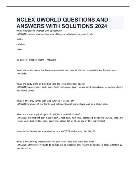 NCLEX UWORLD QUESTIONS AND ANSWERS WITH SOLUTIONS 2024 - NCLEX-RN ...
