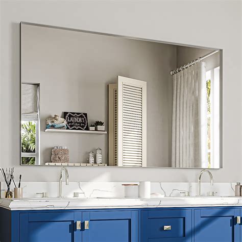 waterpar 72-in x 36-in Framed Rectangle Bathroom Vanity Mirror (Silver ...