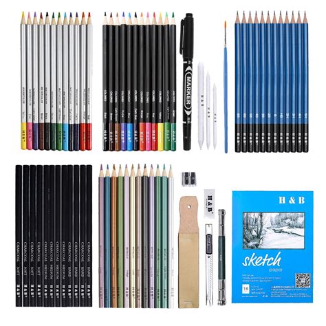 71x Pencils Sketch Pens Set Sketching Draw Pencils - Vicedeal