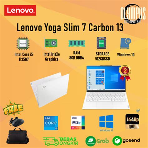 Jual Laptop Lenovo Yoga Slim 7 Carbon 13 i5 1135G7 8GB 512SSD W10+OHS ...