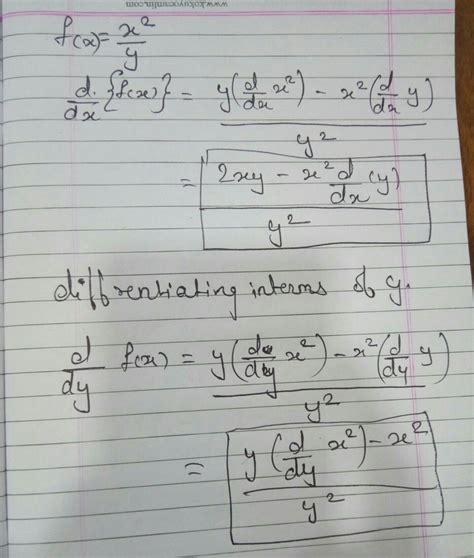 what is the differentiation of x^2÷y - Brainly.in