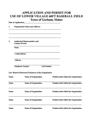 Fillable Online Village baseball field application/permit - Gorham ...