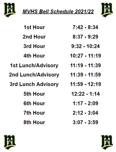 Bell Schedule - Monte Vista High School