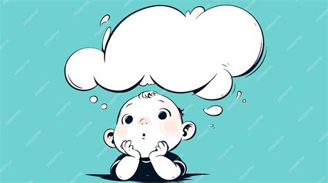 Cute Baby Thinking with Speech Bubble Illustration | Premium AI ...