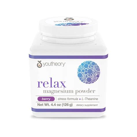 Youtheory Relax Magnesium Powder Stress Formula + L-Theanine Berry -- 4 ...