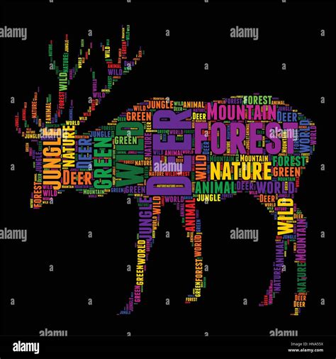 Deer Typography word cloud colorful Vector illustration Stock Vector ...