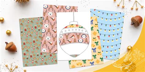 Christmas Bauble Cut Out Pattern Collage Activity - Twinkl
