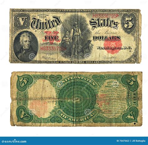 Vintage Five Dollar Bill in US Currency Stock Photo - Image of vintage ...