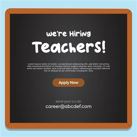 We are hiring teachers social media post with black board 2023. We are ...