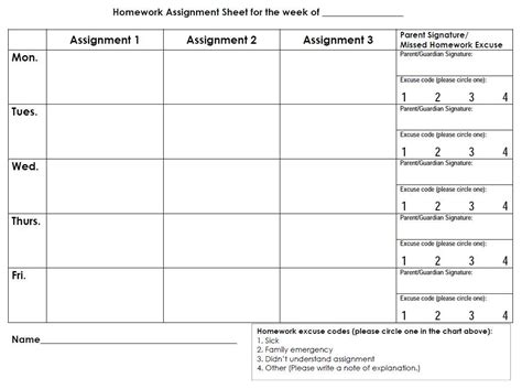 Image result for Daily Homework Assignment Sheet