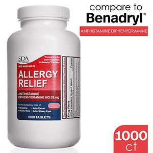 Buy Allergy Relief | Diphenhydramine HCl 25mg 1000 Tablets | Relief for ...