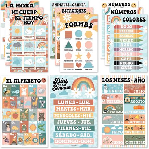 12 Retro Spanish Educational Posters For Toddlers Spanish Posters For ...
