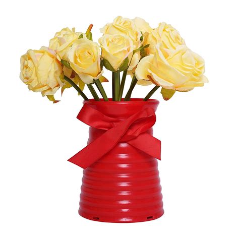 Buy TIED RIBBONS Set of 12 Artificial Flowers Bunch with Plastic Pot ...