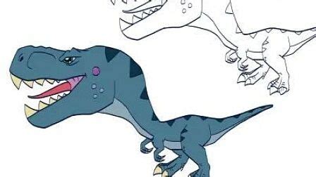 儿童恐龙填色图片给霸王龙涂色_涂色画
