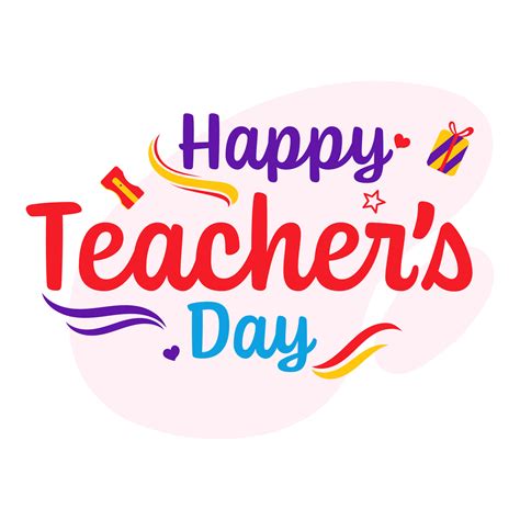 Happy Teacher's Day Lettering With Gift Box, Hearts, Sharpener On Pink ...