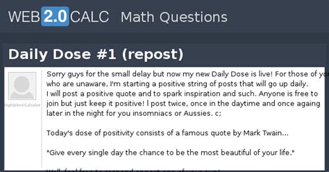 View question - Daily Dose #1 (repost)