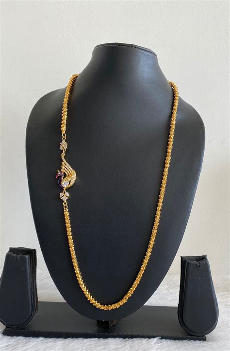 Gold tone Peacock Mugappu Chain -dj05134 – dreamjwell