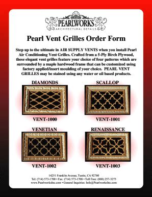 Fillable Online Pearl Vent Grilles Order Form Fax Email Print - pdfFiller